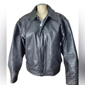 Collector Nothing Else is Pepsi black full zipper oversized leather jacket L&XL